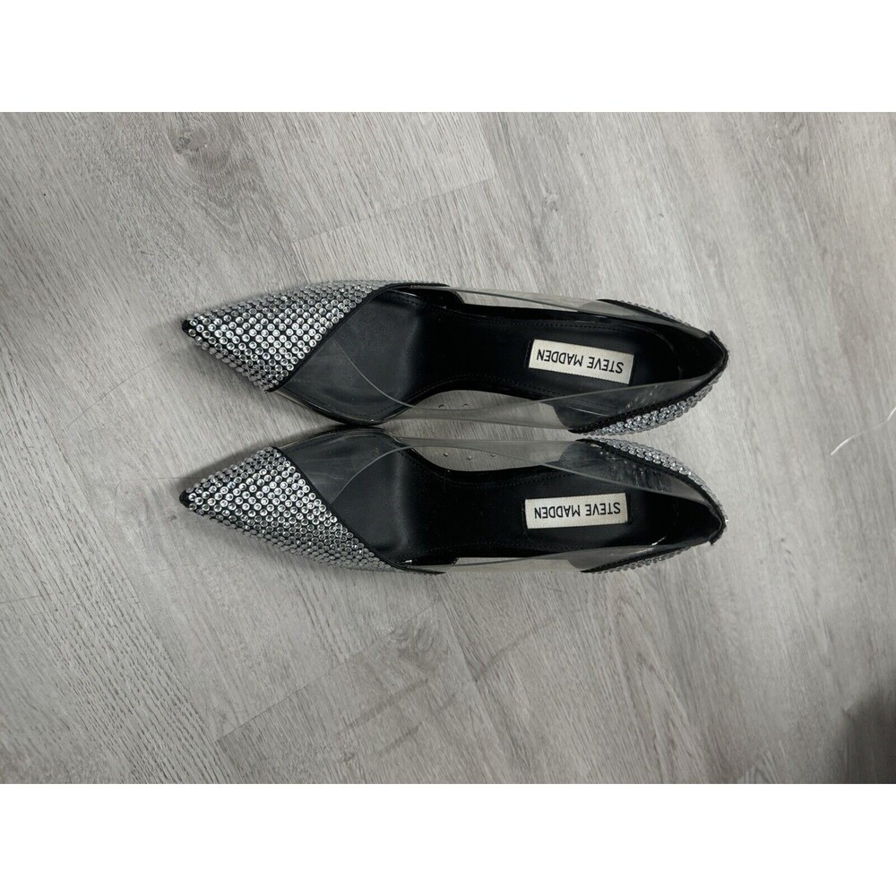 Steve Madden Women's Black Lili Rhinestone Pointed-Toe Stiletto Heel Pump SZ 9